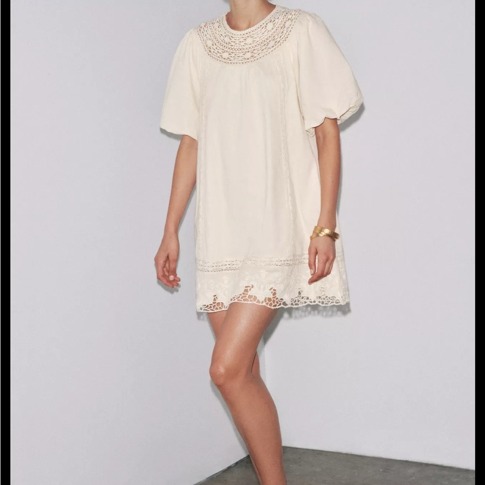 Zara Embroidered Short Dress ZW Collection